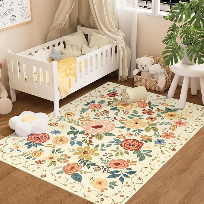 DUKINO 3x5 Area Rug, Floral Rugs