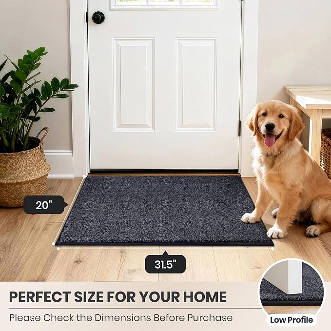 PURRUGS Dirt Trapping Door Mat 20" x 31.5", Non-Slip Machine Washable Entryway