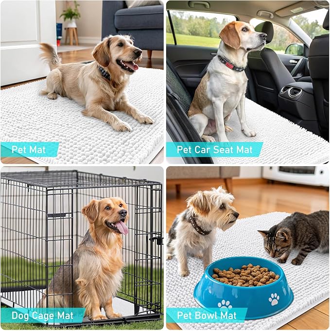 OLANLY Dog Door Mat for Muddy Paws 44x24, Absorbs Moisture and Dirt, Absorbent