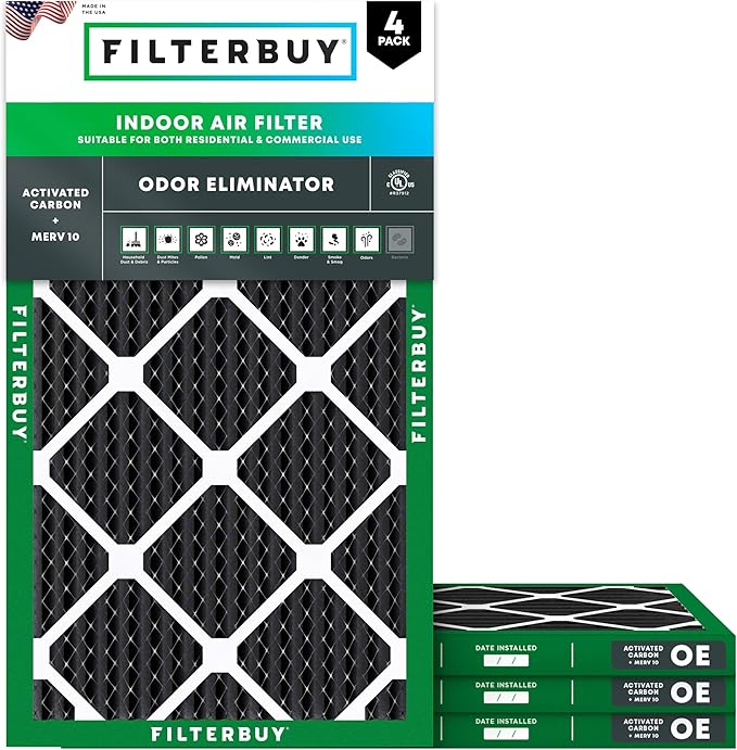 Filterbuy 14x24x1 Air Filter MERV 10 Odor & Allergy Defense