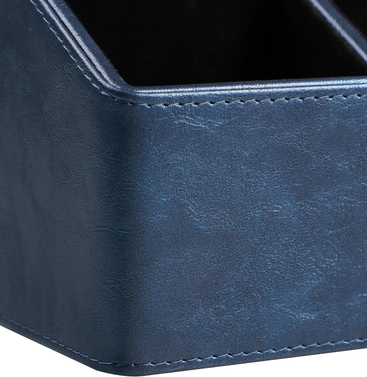 PU Leather Desk Organizer, Remote Control Holder (Dark Blue)