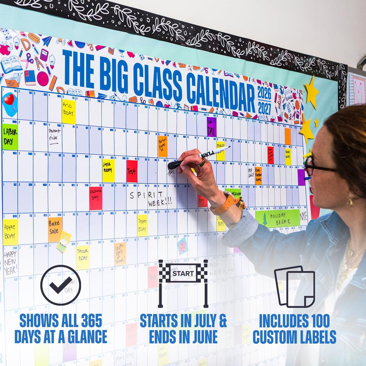 Big A## Calendar - Big Class Dry Erase Wall Calendar July 2026 - June 2027