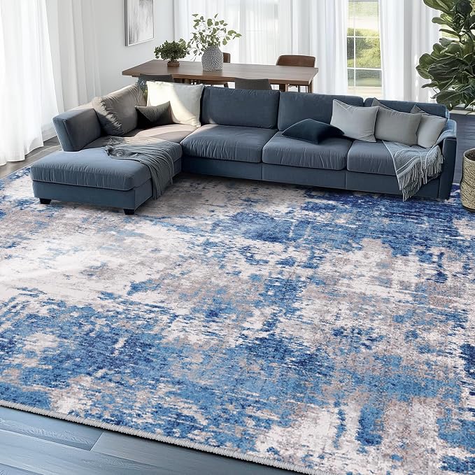 RELEANY Washable Area Rugs 7'x9' Non-Slip Modern Abstract Soft