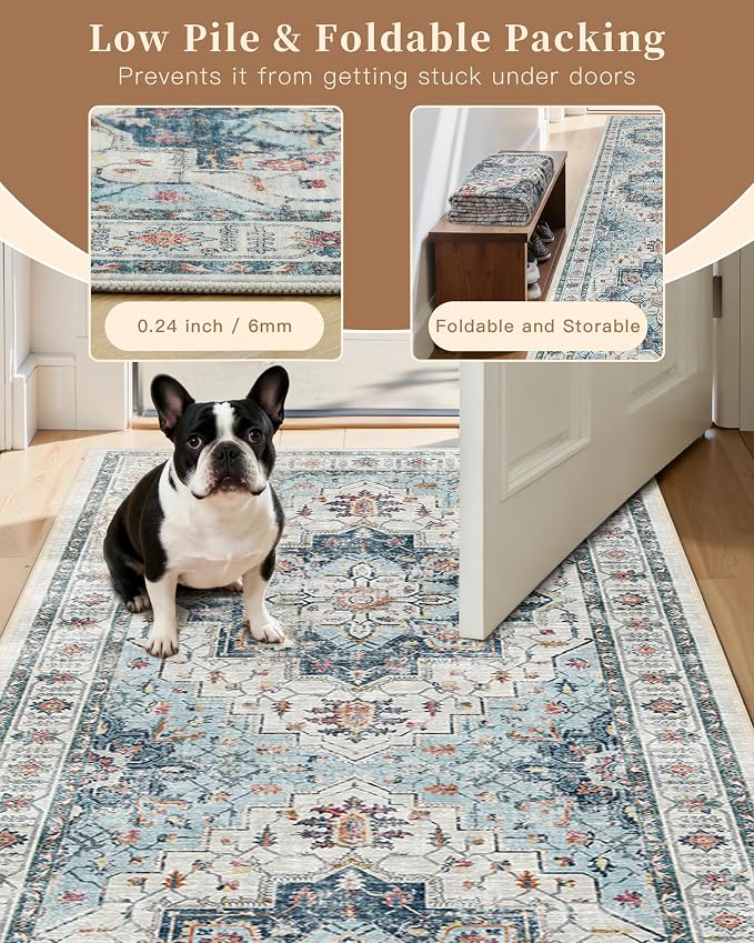 Madane Hallway Runner Rug 2'6''x12' Kitchen Runner, Non Slip Vintage Runners
