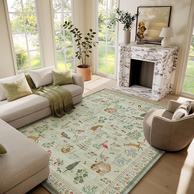 6x9 Area Rugs for Living Room: Washable Rug Vintage Bedroom Rugs Stain