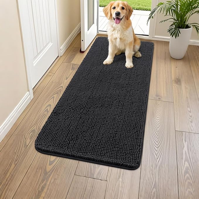 Smiry Dog Door Mat for Muddy Paws 47x24, Absorbent Dirt Trapper, Non-Slip