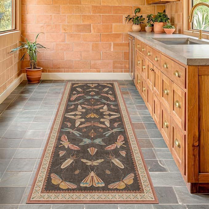 Brown 2x5 Entryway Runner Rug, Washable Non Slip Carpet