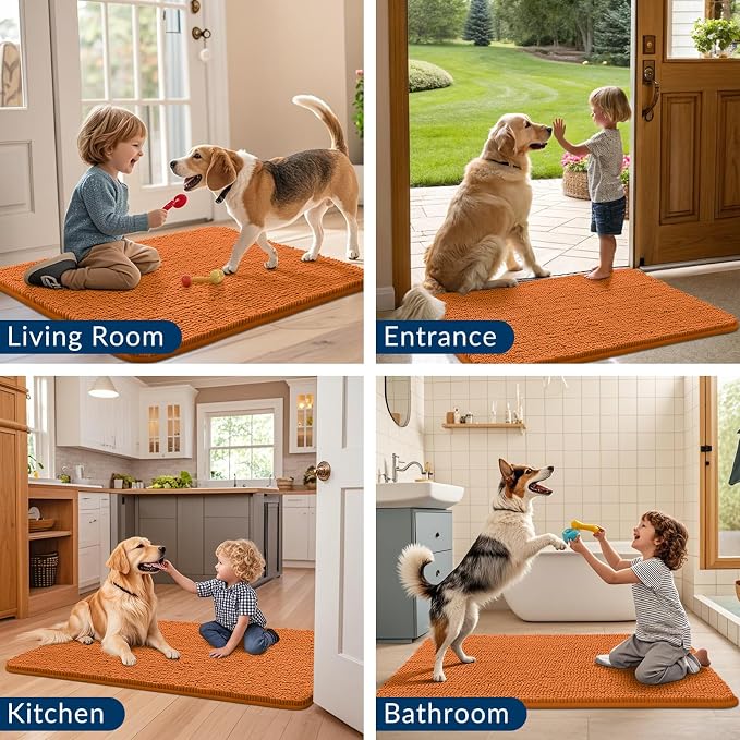 Smiry Dog Door Mat for Muddy Paws 70x24, Absorbent Dirt Trapper, Non-Slip