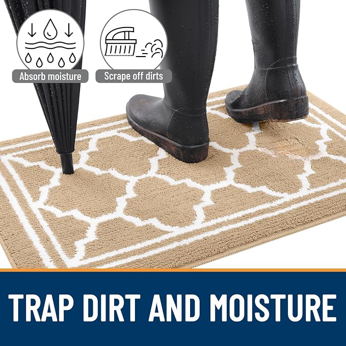 Buganda Large Indoor Door Mat, Dirt-Resistant and Absorbent Doormat, Low