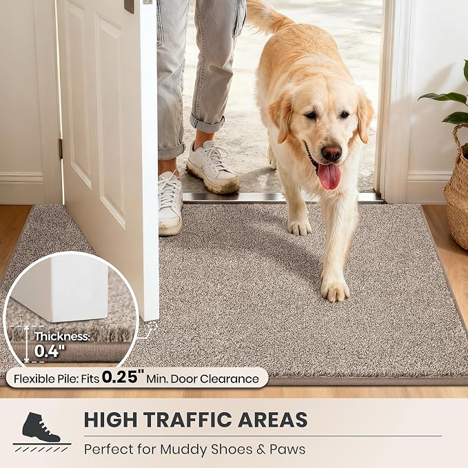 PURRUGS Dirt Trapping Door Mat 48" x 48", Non-Slip Machine Washable Entryway Rug