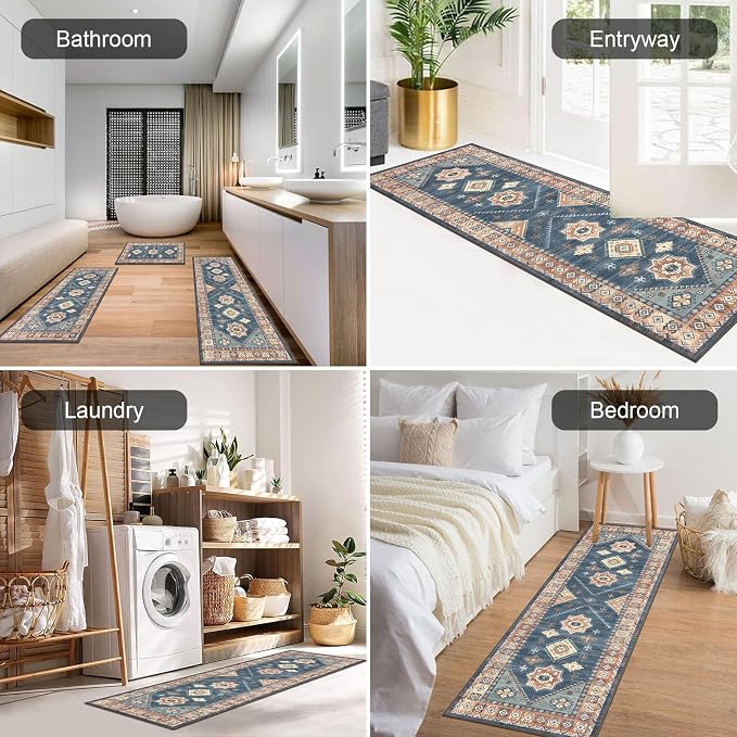 HEBE Boho Kitchen Rug Sets 3 Piece