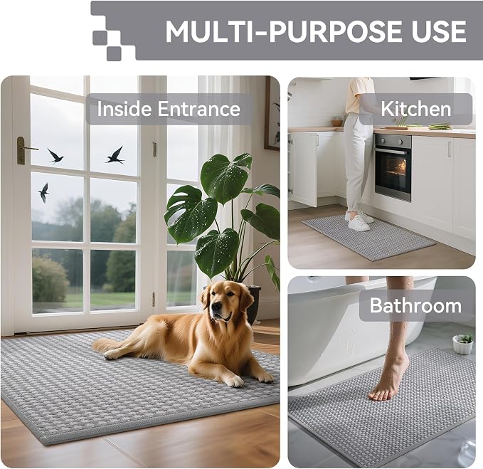 Front Door Mat 24''x35'', Absorbent Dirt Resist Washable Non Slip Low-Profile