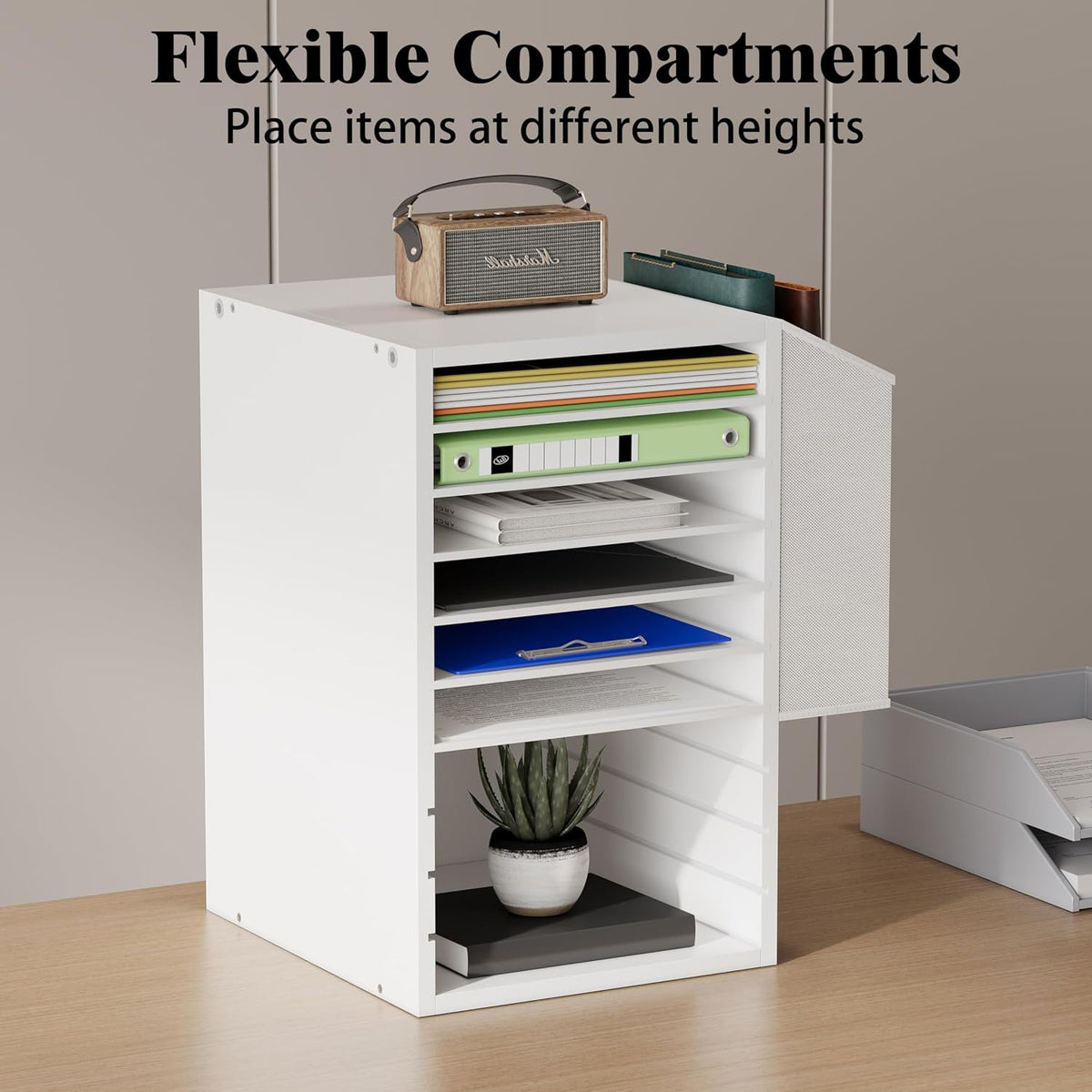 Unionly 10Tier Adjustable Mail Sorter,Wood Paper Organizer for Class,Office