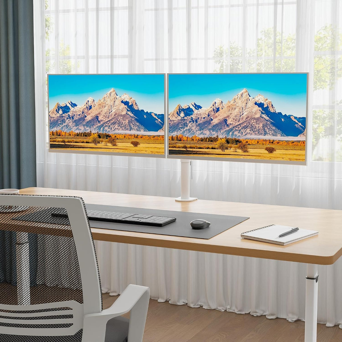 BONTEC Dual Monitor Desk Mount, 13-27 Inch, 22lbs, VESA 75x75/100x100,White