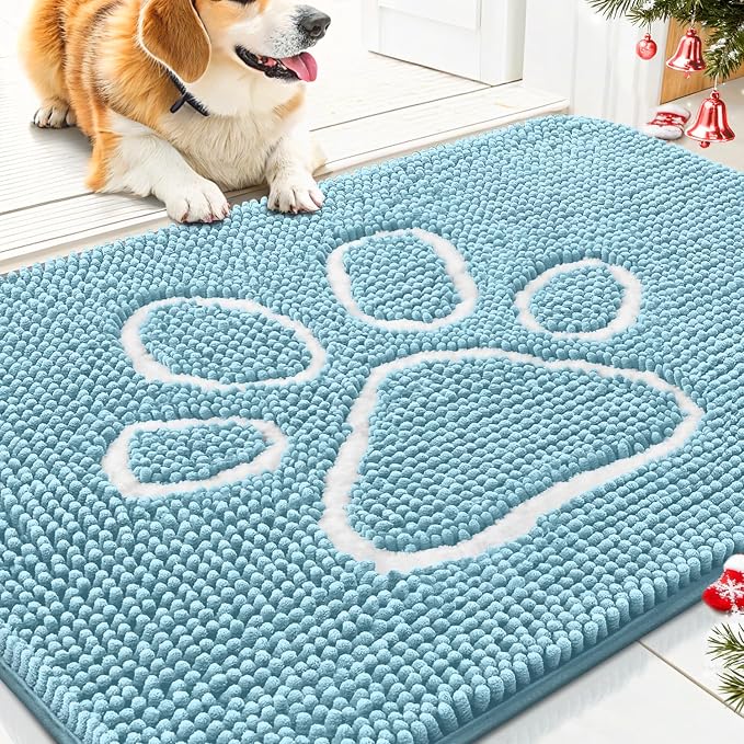 Smiry Dog Door Mat for Muddy Paws, Absorbent Dirt Trapper Non Slip Quick Dry