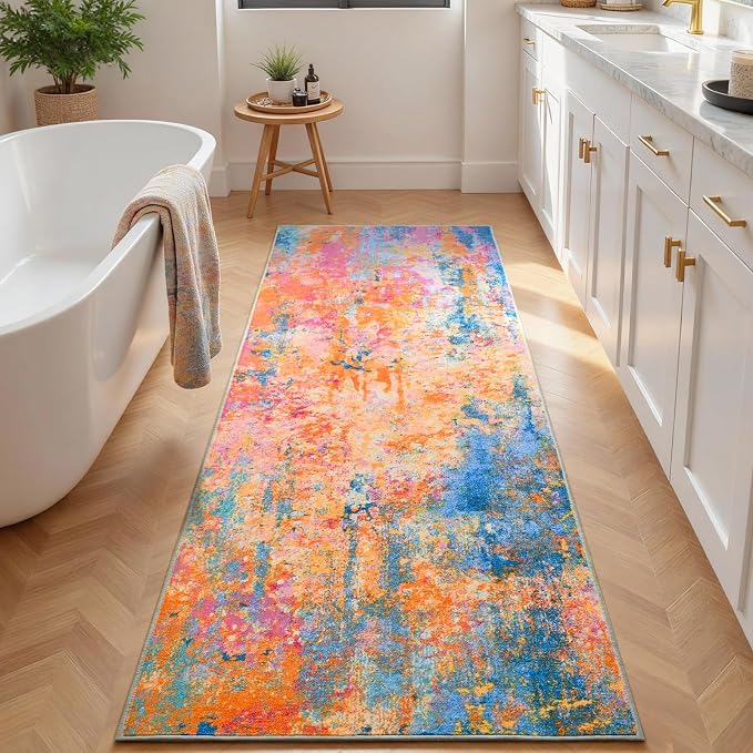 2x6 Rainbow Rug Runners for Hallways Kitchen Runner Rug Non Slip Washable