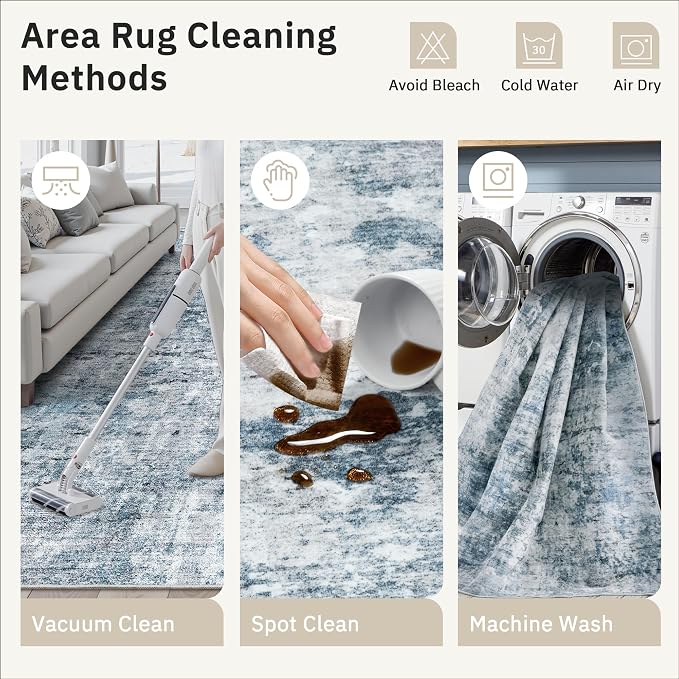 Soalmost 3x5 Rug, Small Area for Kitchen, Machine Washable Non-Slip Throw Rug