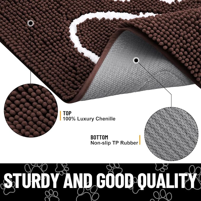 Smiry Dog Door Mat for Muddy Paws, Absorbent Dirt Trapper Non Slip Quick Dry