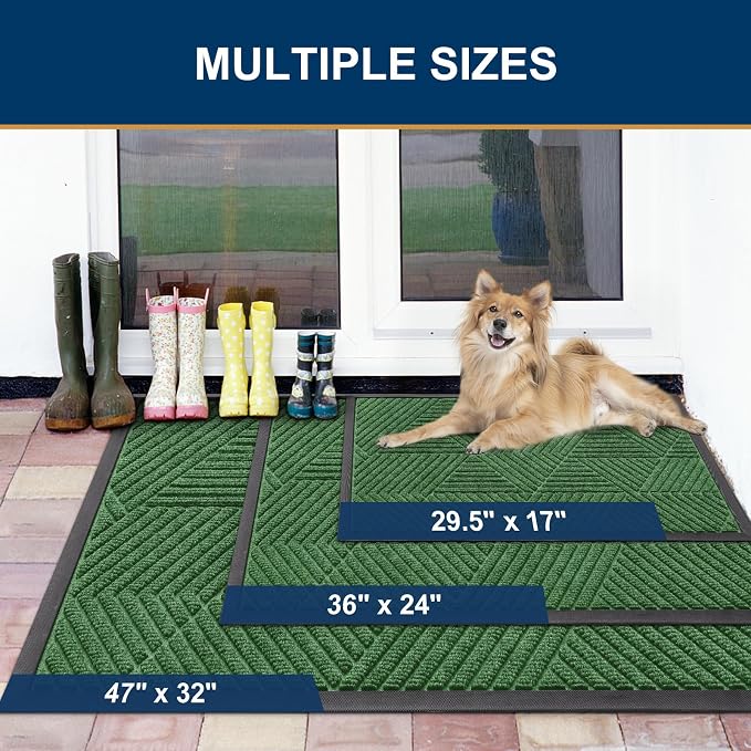 Smiry Front Door Mat Outside Entrance, Heavy Duty Sturdy Natural Rubber Doormat