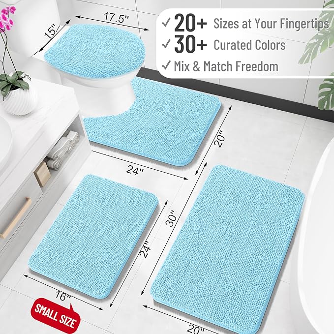 OLANLY Large Bathroom Rugs 50x30, Extra Soft Absorbent Chenille Bath Rugs