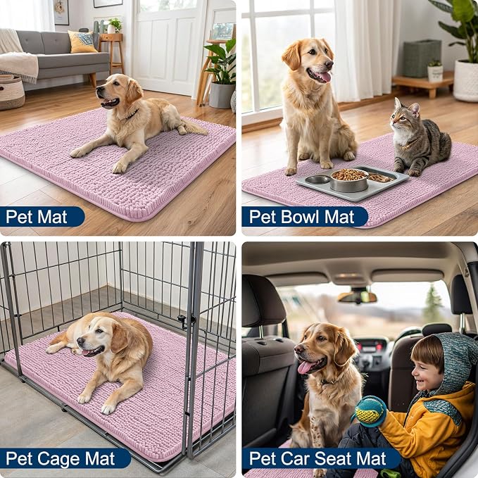 Smiry Dog Door Mat for Muddy Paws 30x20, Absorbent Dirt Trapper, Non-Slip