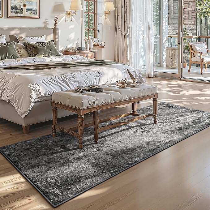 3x7 Black Rug Runners for Hallways Kitchen Runner Rug Non Slip Washable Black