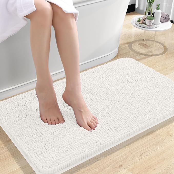 OLANLY Bathroom Rugs 30x18, Extra Soft Absorbent Chenille Bath Rugs, Rubber