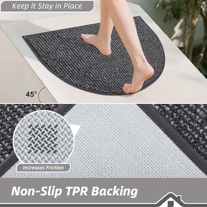 BEQHAUSE Dirt Trapper Door Mat 36" x 60" Half Circle Non Slip Washable Doormats