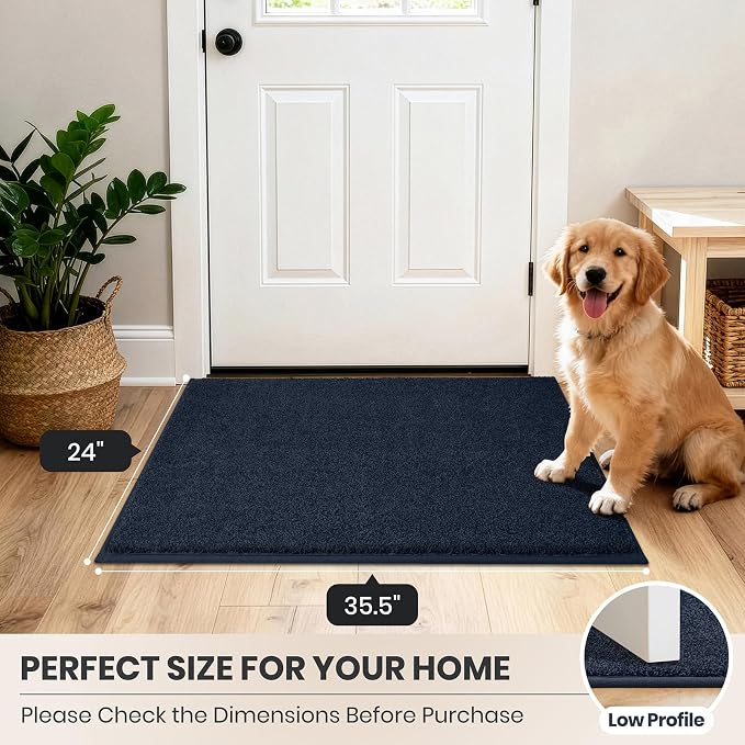 PURRUGS Dirt Trapping Door Mat 24" x 35.5", Non-Slip Machine Washable Entryway