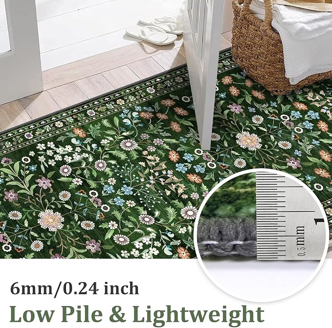 Yamaziot Washable Runner Rug 2x8 – Boho Non Slip Floral Hallway Runner Rug
