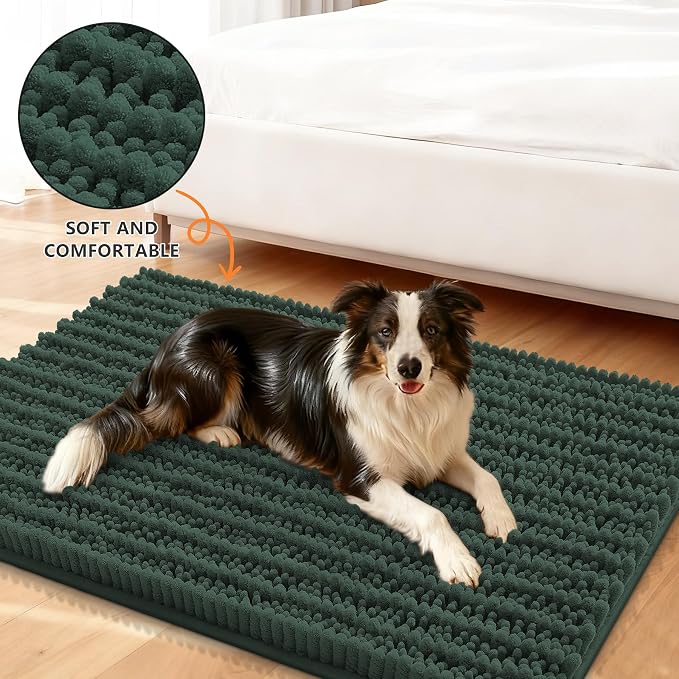 Smiry Dog Door Mat for Muddy Paws 47x24, Absorbent Dirt Trapper, Non-Slip