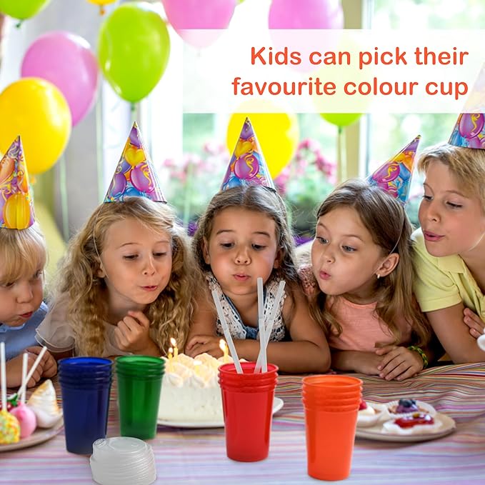 L LIKED 200 Pack 12oz Kids Cups, Spill Proof Party Cups