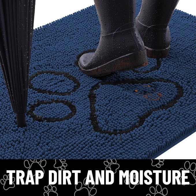 Smiry Dog Door Mat for Muddy Paws, Absorbent Dirt Trapper Non Slip Quick Dry