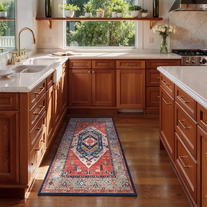 SERISSA 2x4 Boho Rugs for Entryway, Washable Non-Slip Kitchen Runner Rug