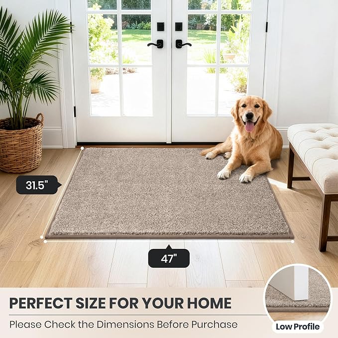 PURRUGS Dirt Trapping Door Mat 31.5" x 47", Non-Slip Machine Washable Entryway