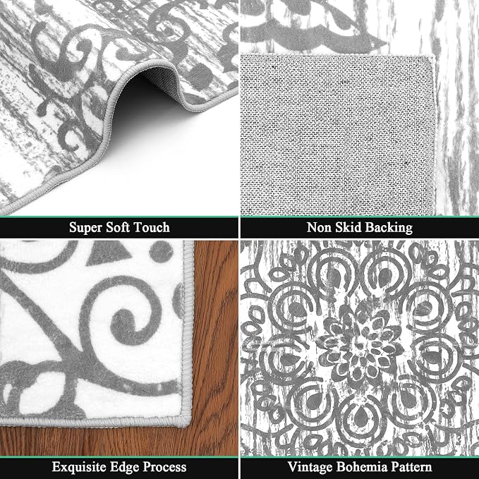 HEBE Area Rugs for Living Room 8'x10', Washable Non Slip Boho Bedroom Rug