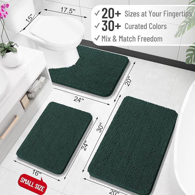 OLANLY Large Bathroom Rugs 59x35, Soft Absorbent Chenille Bath Rugs, Rubber