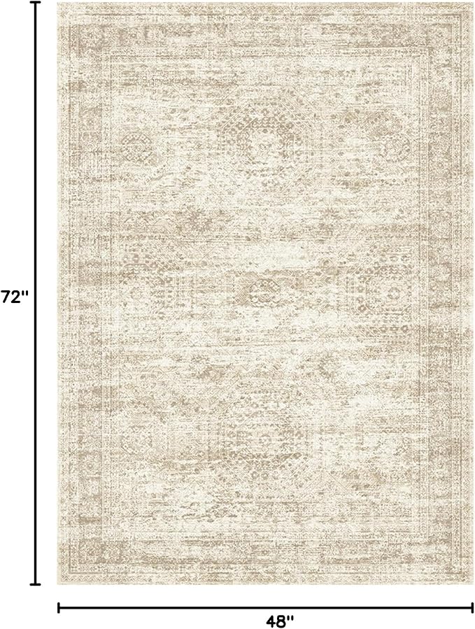 Soalmost 4x6 Area Rugs for Living Room, Vintage Washable Rugs for Dining Room