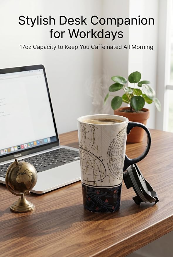 Topadorn 17oz Ceramic Travel Coffee Mug