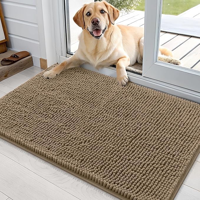 OLANLY Dog Door Mat for Muddy Paws 36x24, Absorbs Moisture and Dirt, Absorbent
