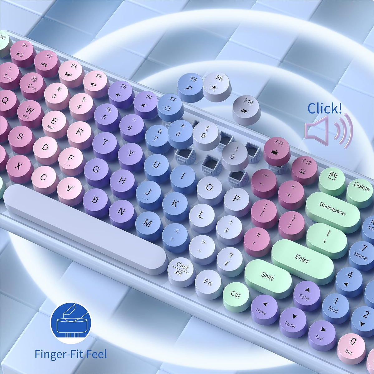 Colorful Wireless Bluetooth Keyboard (Rainbow Purple)