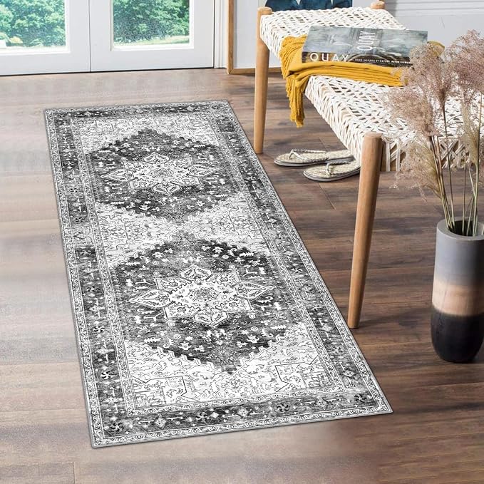 Yamaziot Washable Runner Rug, 2x5 Non-Slip Boho Vintage Hallway Rug Runner