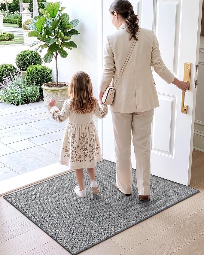 DEXI Ultra Thin Door Mat Indoor Entrance 24x36, Non Slip Rubber Backed Entryway