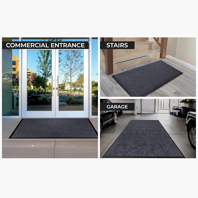 2 Pack Heavy Duty Entry Mat 2' x 3', Low Profile Door Rug
