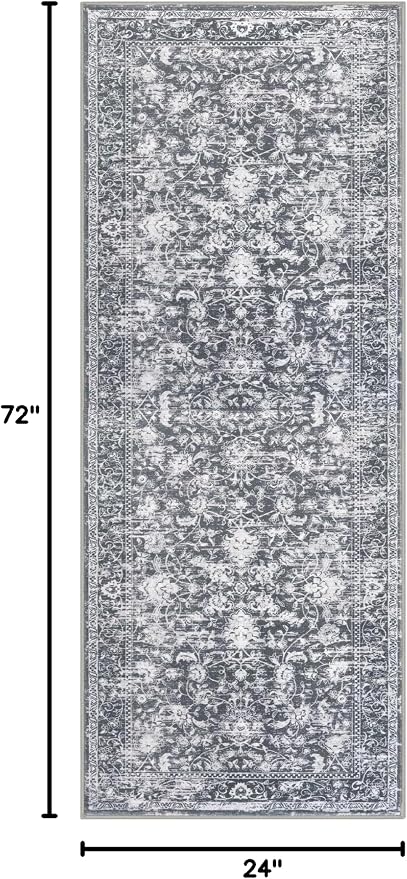 KILOCOCO Hallway Runner 2x6 Rug Runner Printed Vintage Floral Washable Kitchen