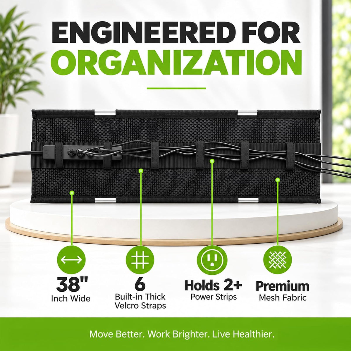 Perfect POSTURE Mesh Cable Management Tray Under Desk Cord Organizer - 38"
