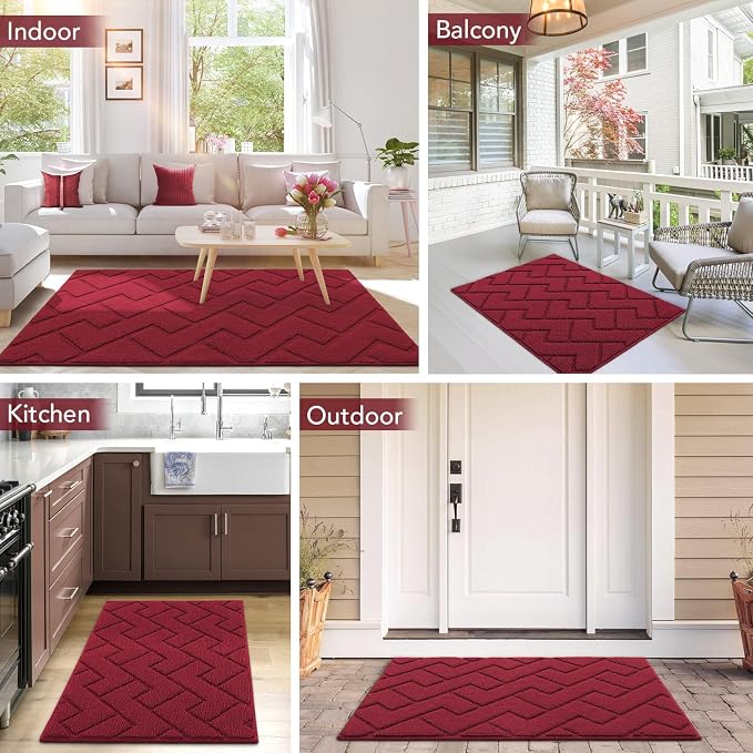 hicorfe Indoor Door Mat, Non Slip Door Mats, Absorbent Resist Dirt Entrance