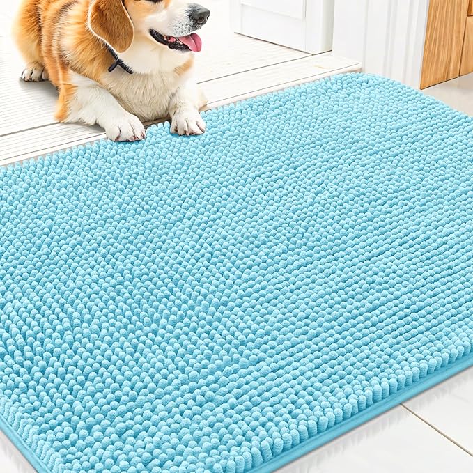 Smiry Dog Door Mat for Muddy Paws 30x20, Absorbent Dirt Trapper, Non-Slip