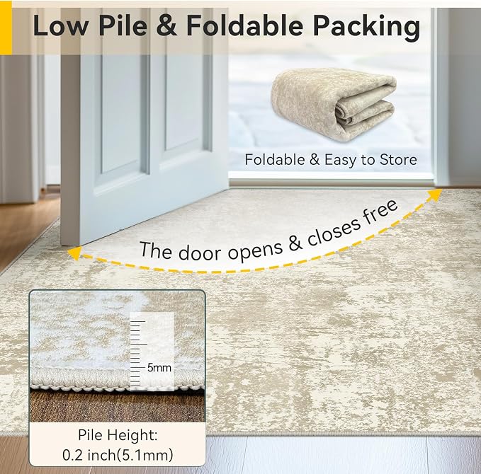 RELEANY Washable Area Rugs 8'x10' Non-Slip Modern Abstract Soft