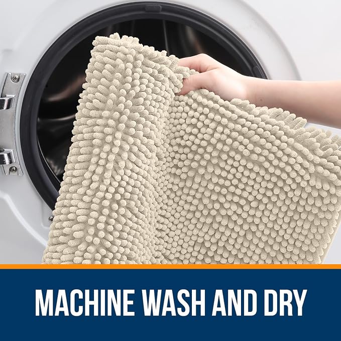 OLANLY Bathroom Rugs 30x20, Extra Soft Absorbent Chenille Bath Rugs, Rubber